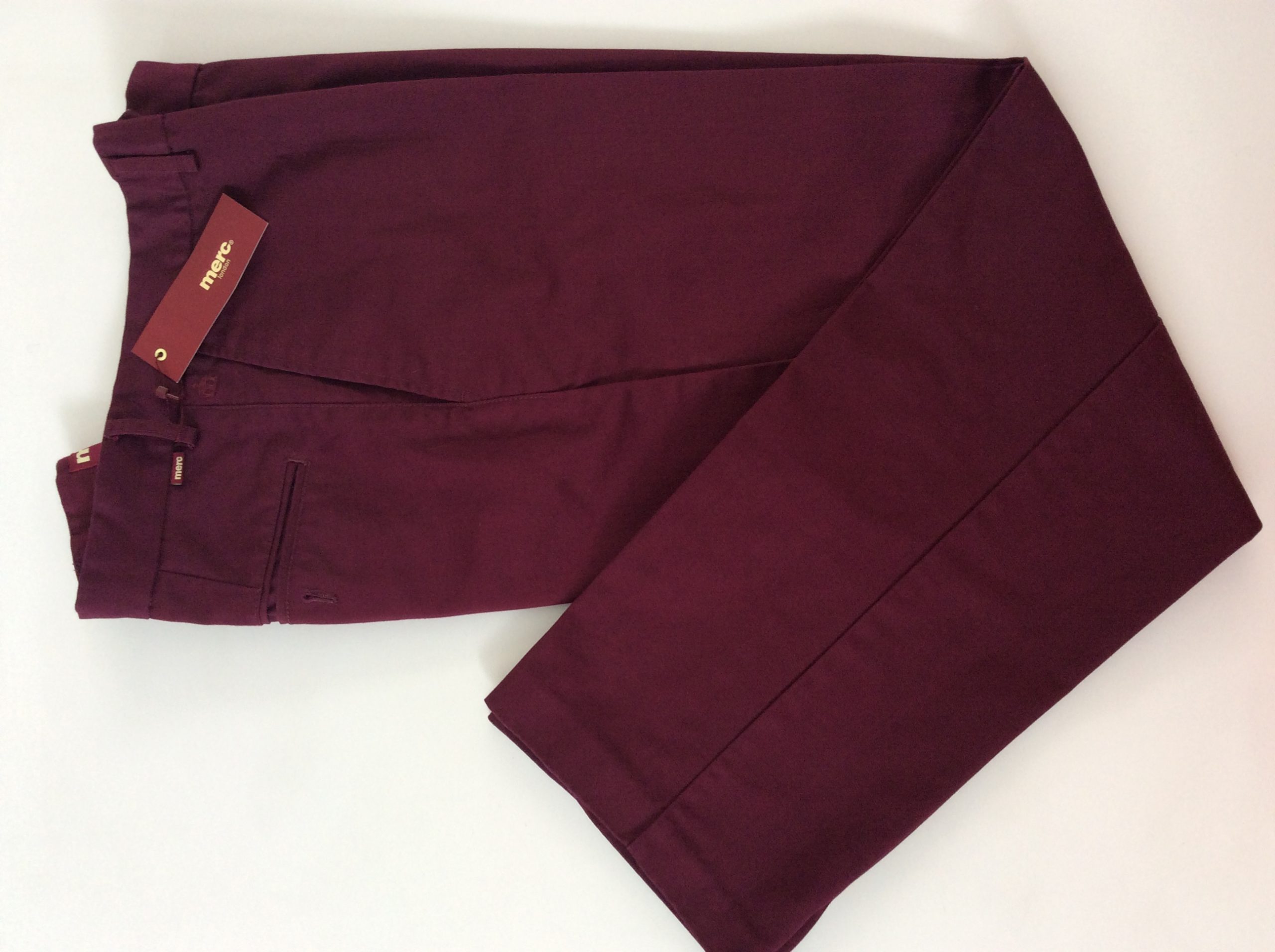 Merc ‘Winston’ Sta-Press Trousers, Wine – Mod One