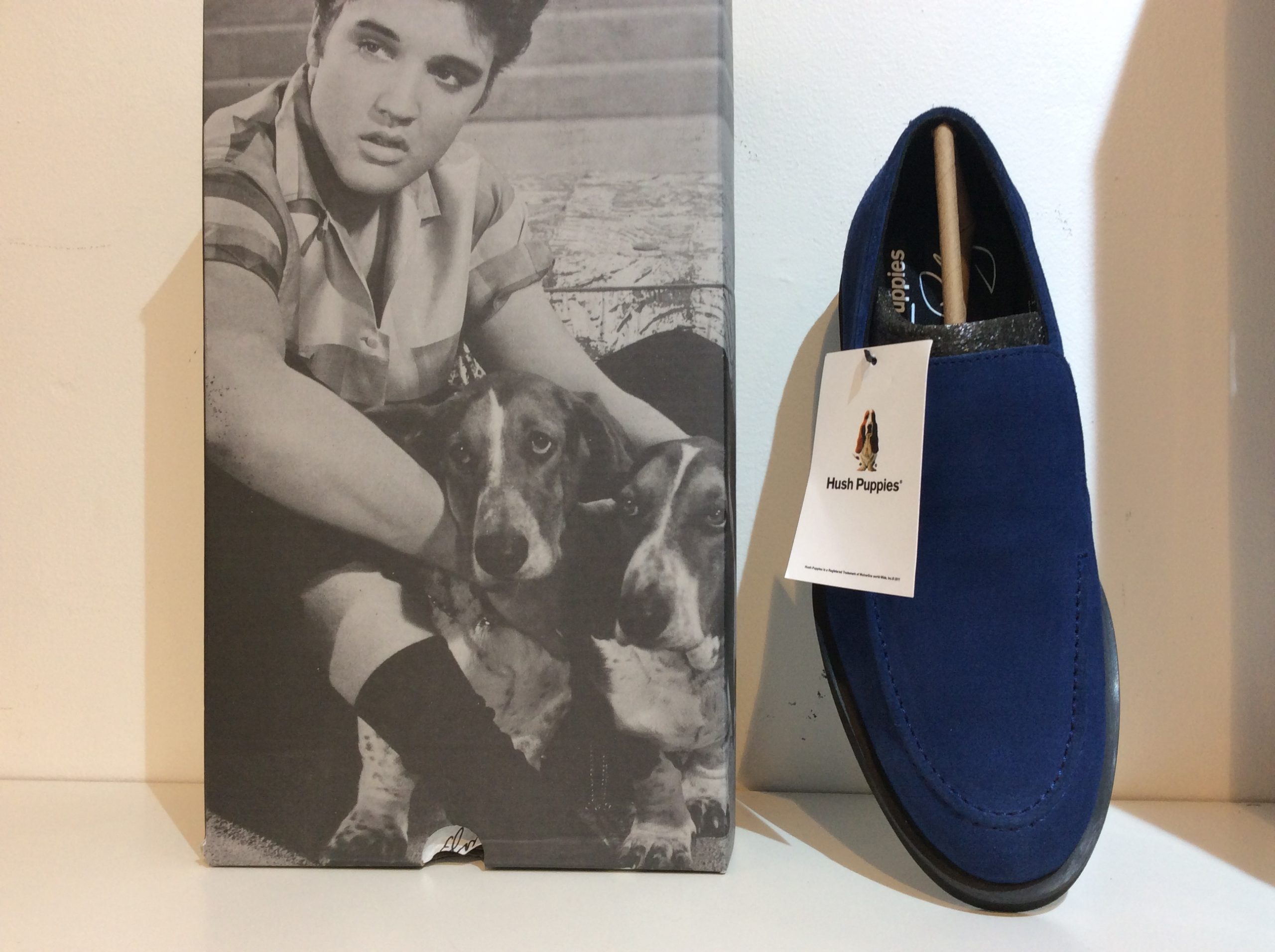Hush Puppies Elvis Collection, Blue Suede Slip On Shoes – Mod One